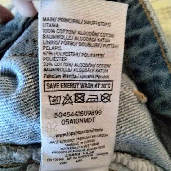 Topshop Moto MOM Denim Shorts US Size 2 Cut Off and Distressed - Picture 6 of 10